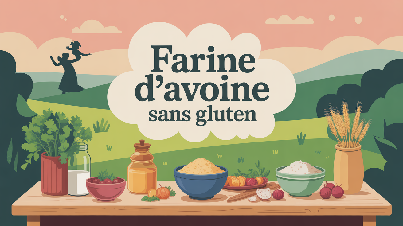Table familiale avec ingrédients et farine d'avoine sans gluten