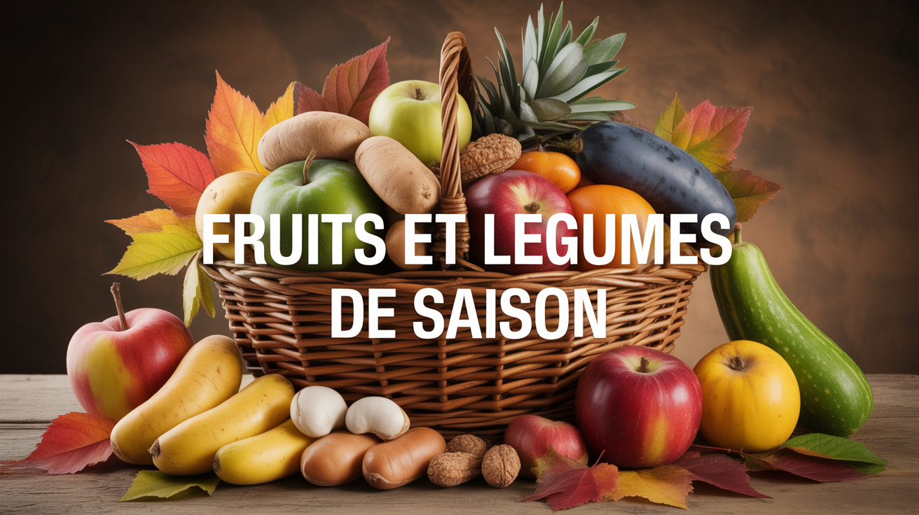 corbeille fruits legumes automne de saison table bois