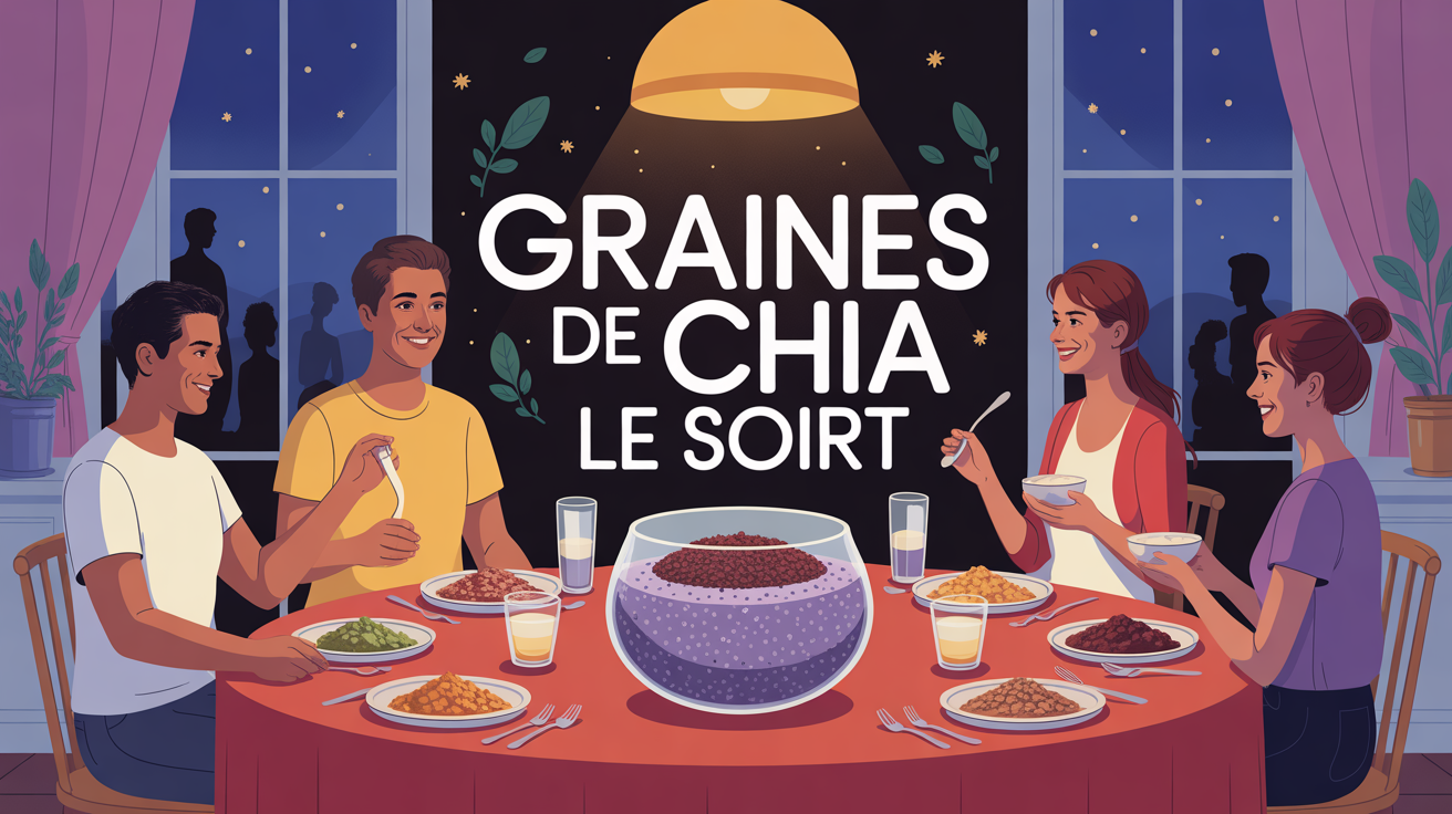 graines de chia le soir au centre de la table familiale