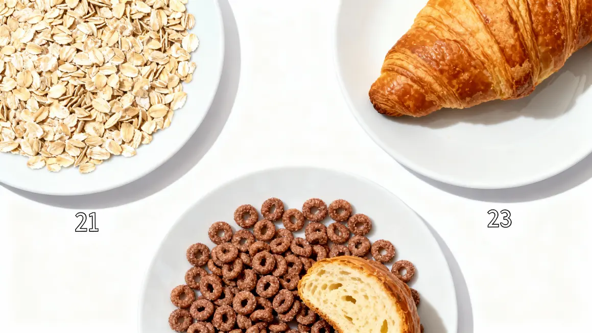 Comparatif flocons d'avoine viennoiserie céréales sucrées petit déjeuner
