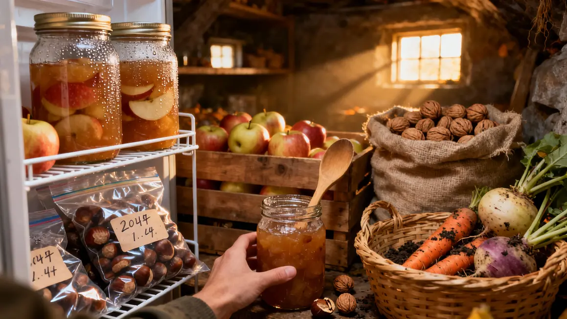 Compotes, congélation, cave pommes et noix automne