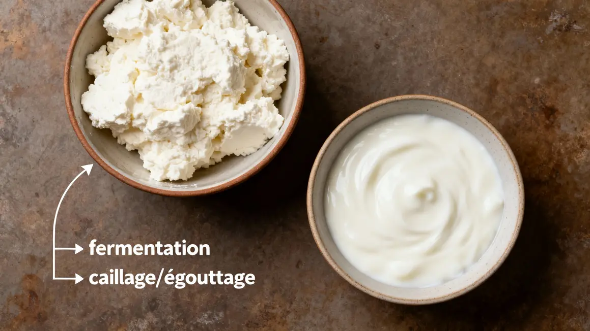 fromage blanc épais vs yaourt lisse étapes fabrication