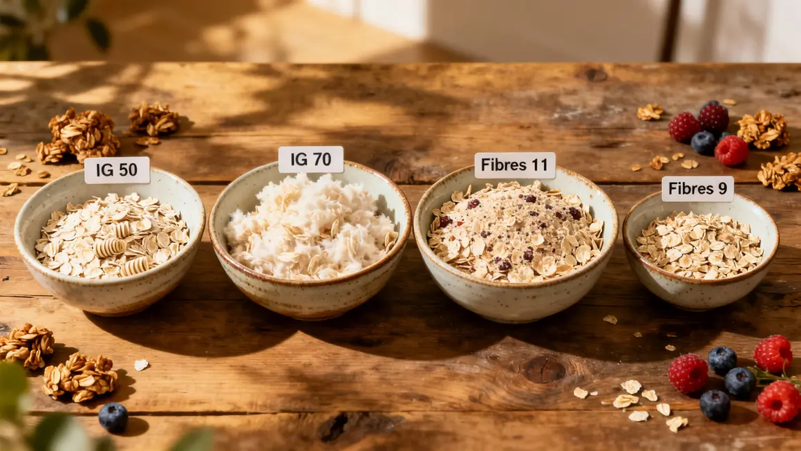 Comparaison types flocons d’avoine IG et fibres