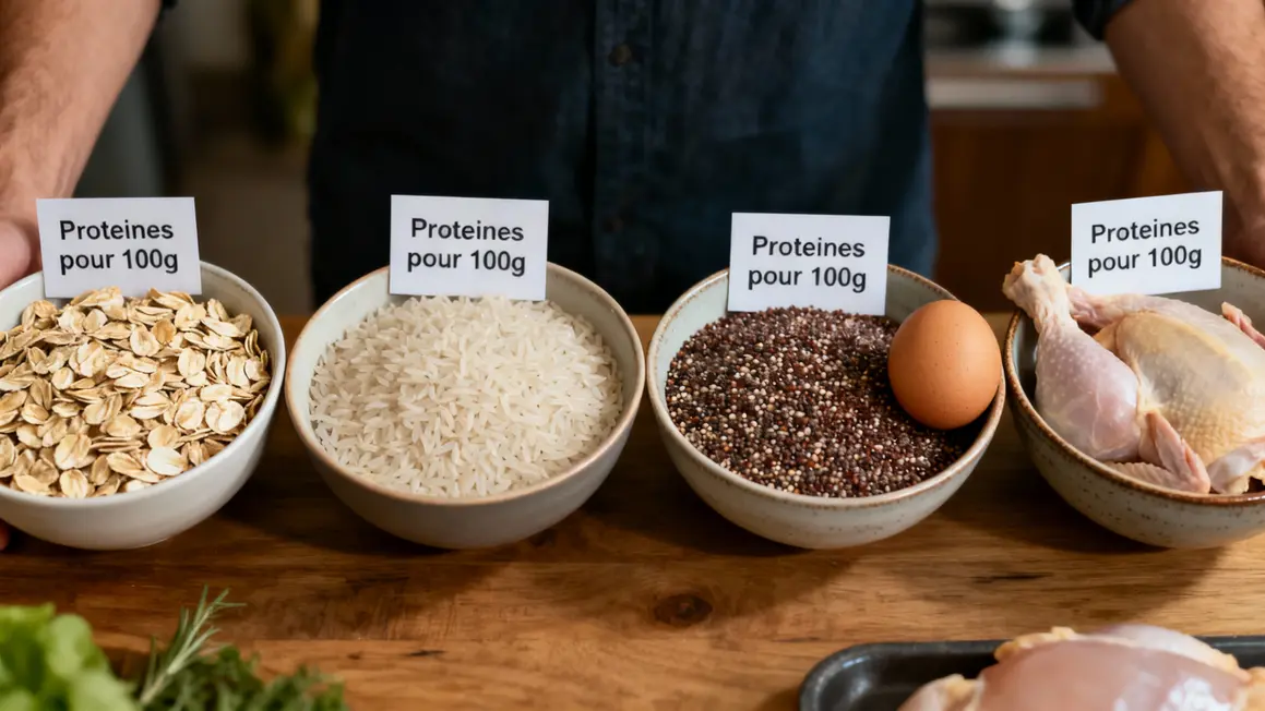 comparaison proteines flocons d'avoine et autres aliments