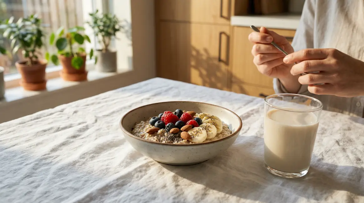 Bol flocons avoine sans gluten fruits lait