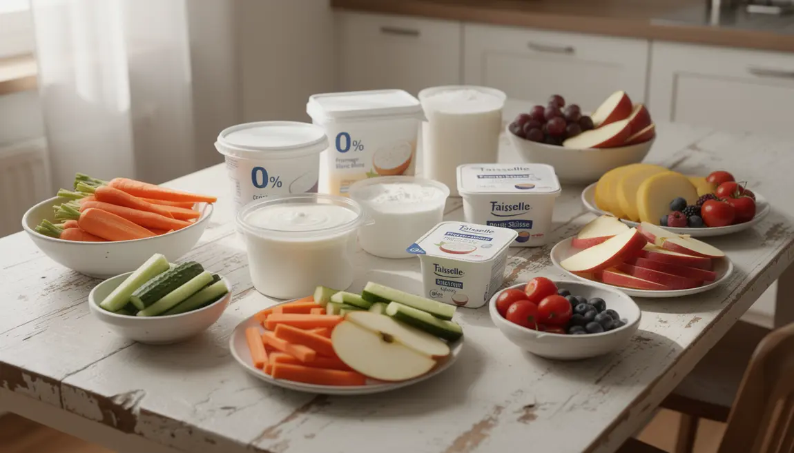 Assortiment fromages 0% matières grasses, variété et santé