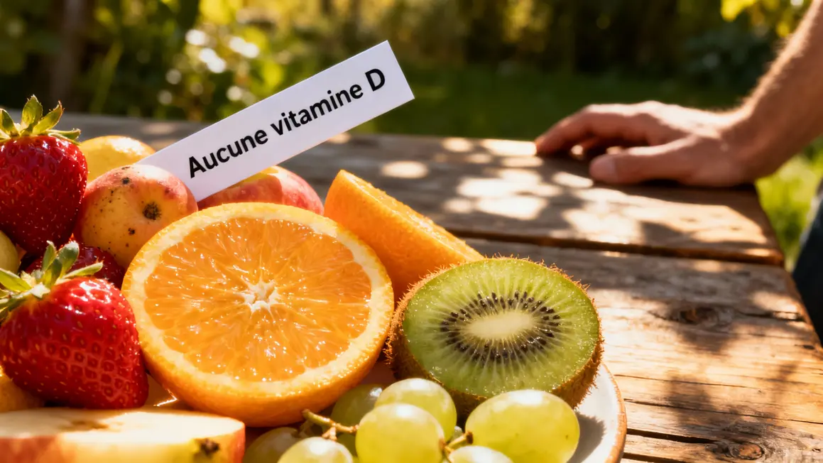 Fruits sans vitamine D sous lumière soleil
