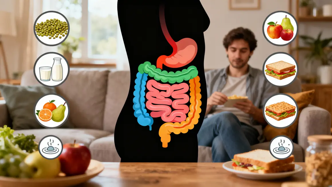 Silhouette intestin et groupes aliments FODMAP