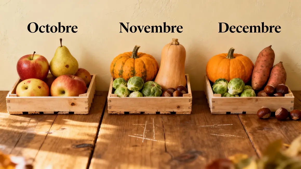 Tableau octobre novembre décembre fruits légumes automne