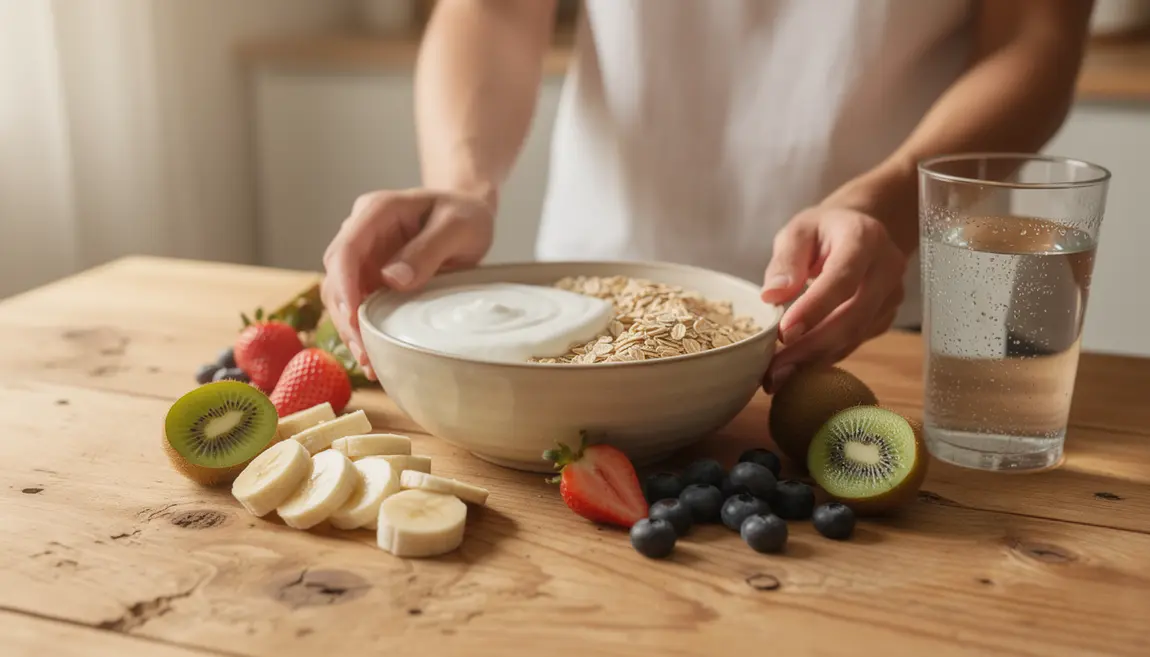 bol de flocons d avoine avec yaourt et fruits frais
