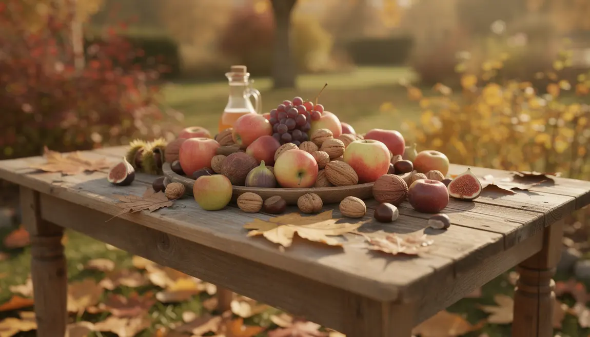Pommes raisins chataignes noix figues automne