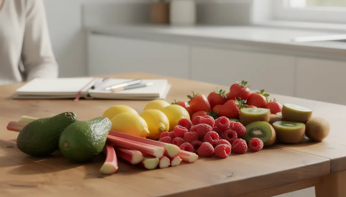 Table de fruits les moins sucrés colorés ambiance saine