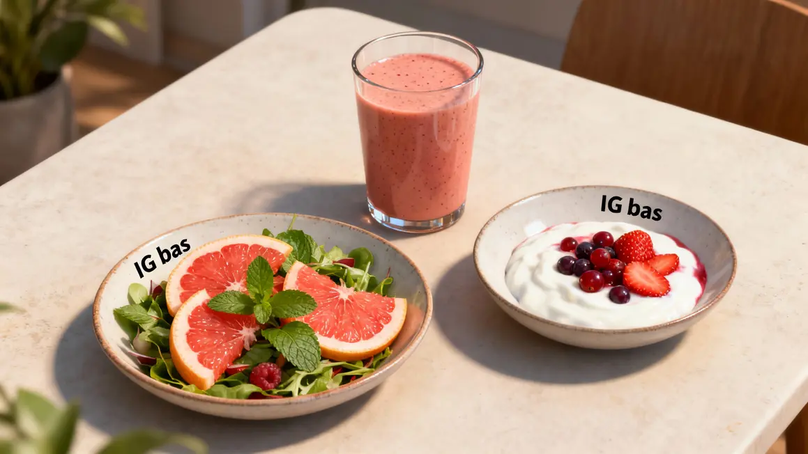 petit dejeuner smoothie salade yaourt fruits les moins sucres