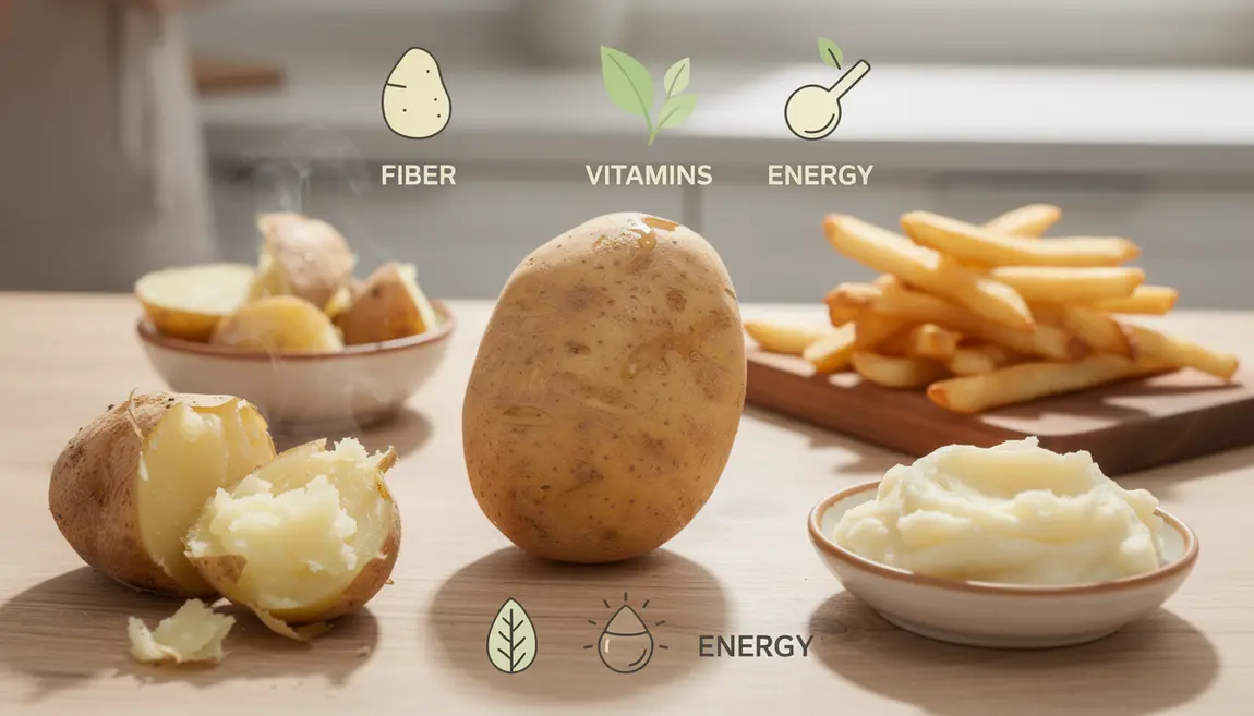 Photo pommes de terre avec peau, modes de cuisson, fibres, vitamines, énergie