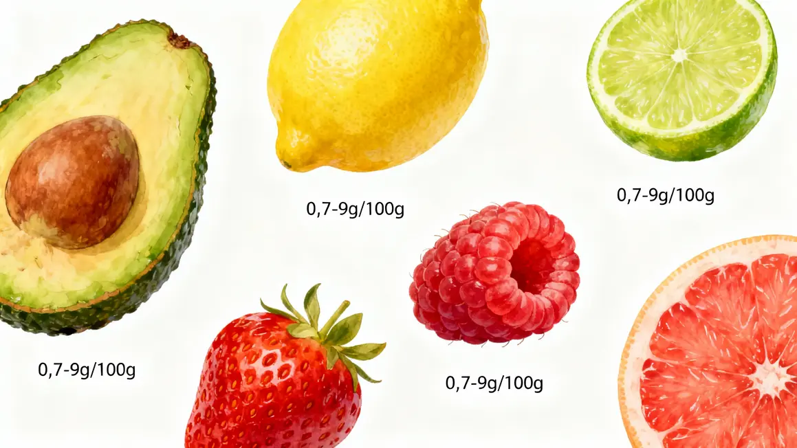illustration tableau fruits les moins sucres