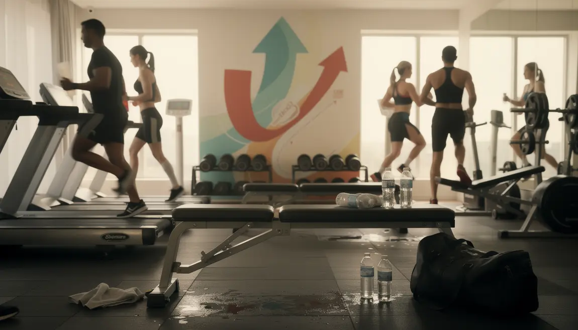Personnes en salle de sport, transpiration, balance, perte de poids